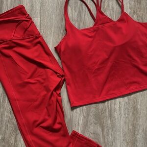 Fabletics Red Sports Bra and Leggings Set